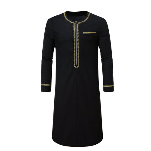 Herren elegantes Tunika-Kleid mit feinen Stickdetails EB