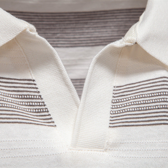 Herren Polo-Shirt mit stylischem V-Ausschnitt und modernem Streifenmuster EB