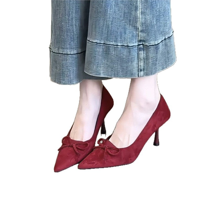 Damen spitze Pumps mit zarter Schleifenverzierung EB