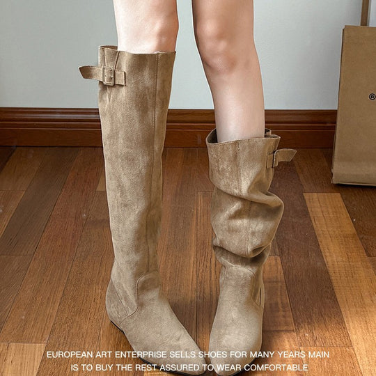 Damen Überknie Stiefel mit eleganter Schnalle EB
