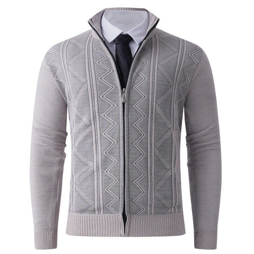 Herren Strickjacke mit modernem Zipper und eleganten Mustern EB