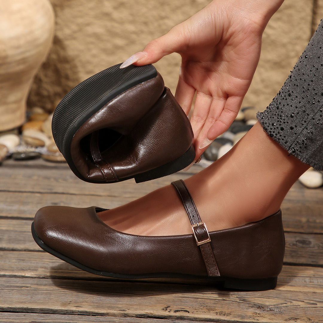 Damen Ballerina-Schuhe mit mittelhohem Komfort und verstellbarem Riemen EB