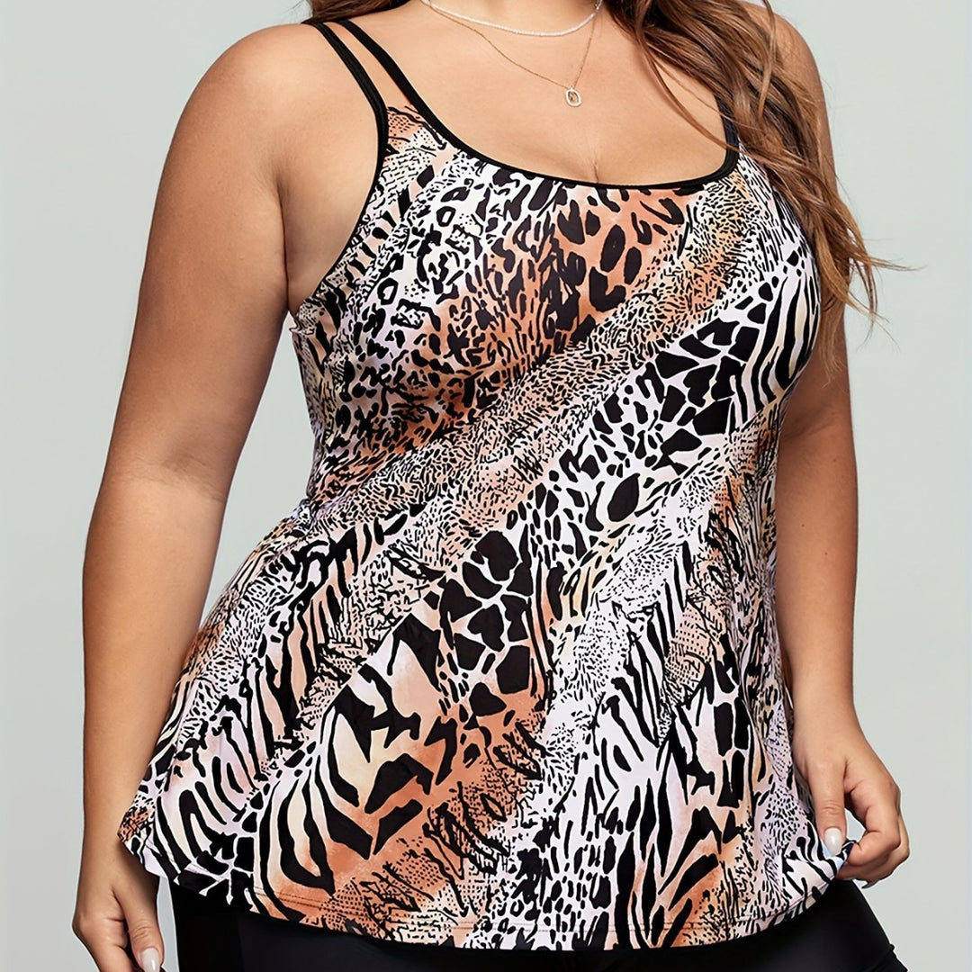 Damen Tankini mit modischem Animal-Print und schmeichelndem Schnitt EB
