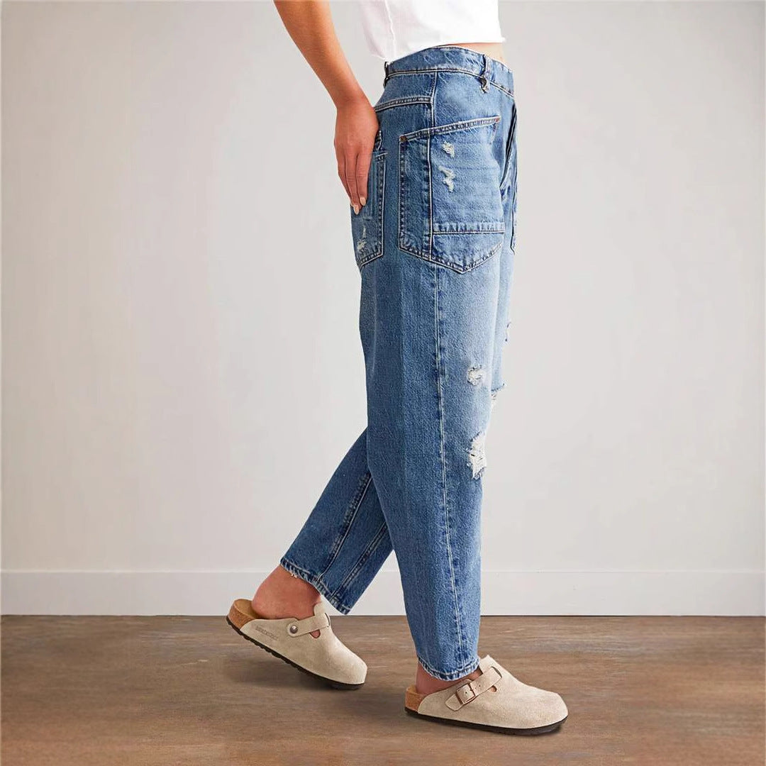 Damen Denim-Hosen mit großflächigen Taschen EB