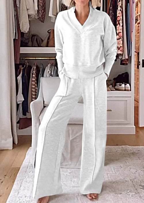 Damen Angesagtes Freizeit-Set mit weitem Schnitt und tiefem V-Ausschnitt EB