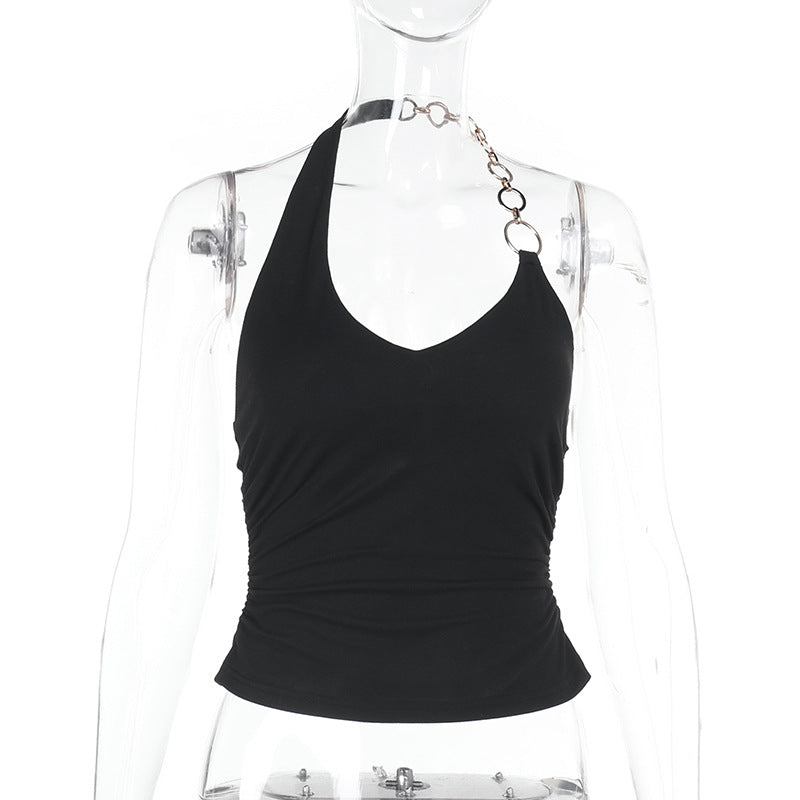 Damen Sportliches Haltertop mit dekorativem Ringdetail EB