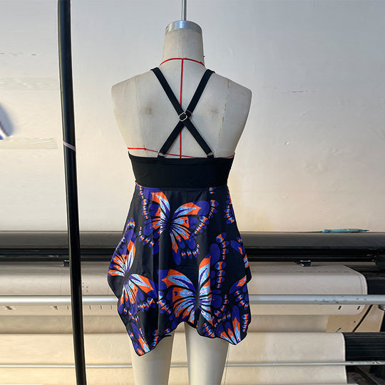 Damen Schwimmkleid mit modischem Schmetterlingsdesign EB