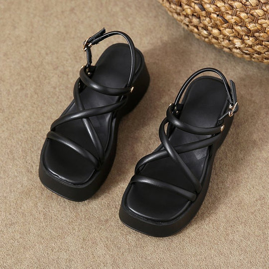 Damen Plateau-Sandalen mit elegantem Riemendesign EB