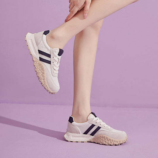 Damen Trendige Plateau-Sneaker mit atmungsaktivem Obermaterial und rutschfester Sohle EB