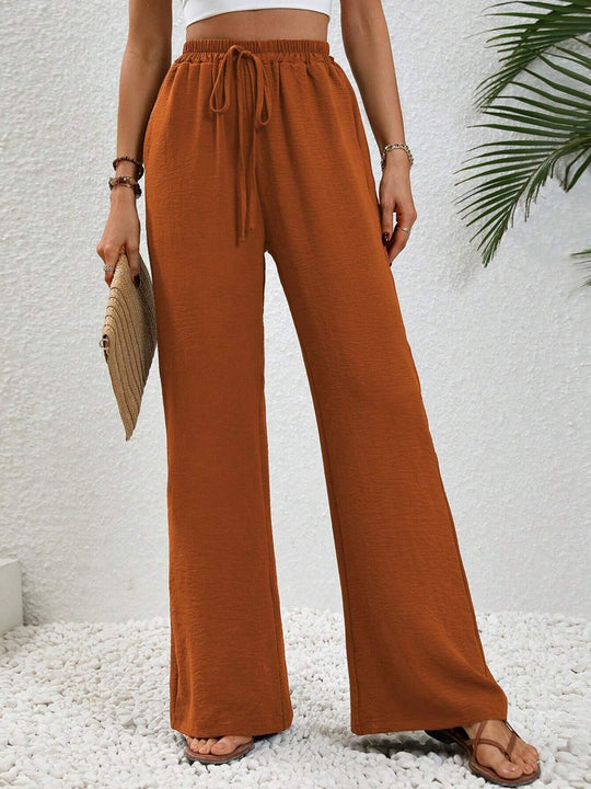 Damen Weite Palazzo-Hose mit elastischem Bund und praktischen Seitentaschen EB
