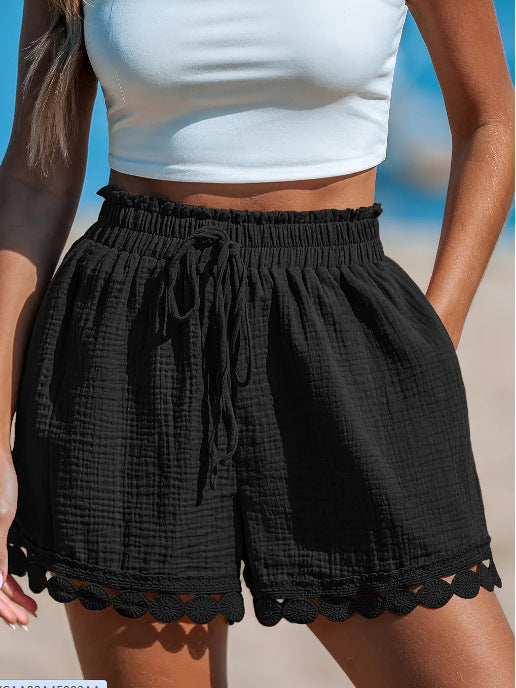 Damen Sommerliche Shorts mit Spitzenbesatz EB