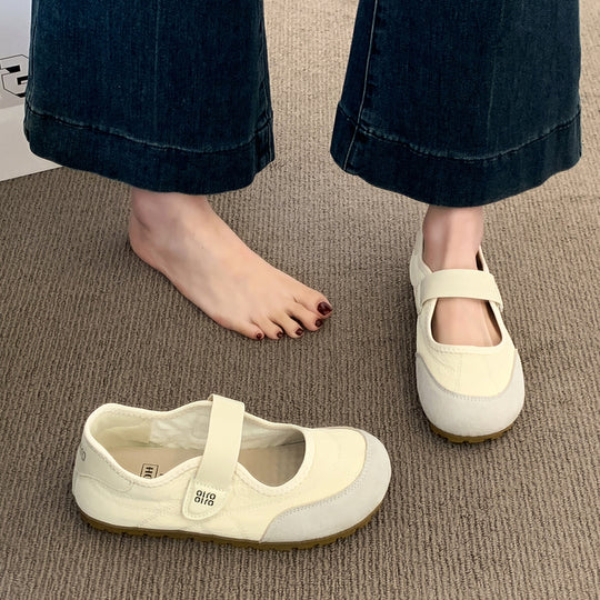 Damen Komfortable Ballerinas mit verstellbarem Riemen und atmungsaktivem Innenfutter EB