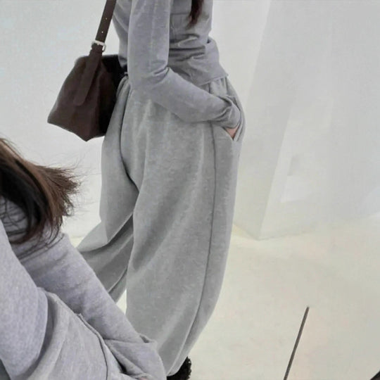 Damen bequeme Sweatpants mit elastischem Bund und legerem Schnitt EB