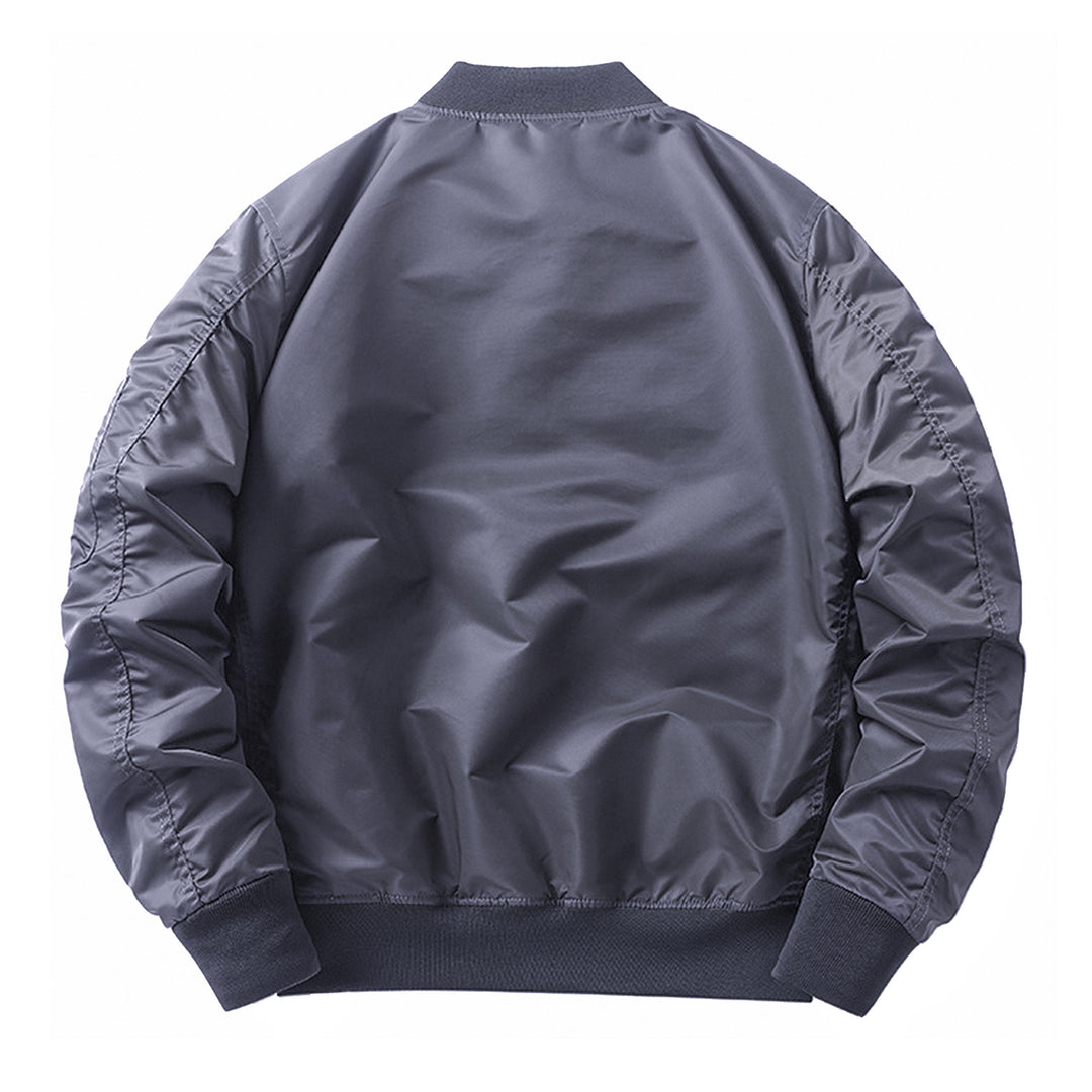 Men's  slim nylon bomber jacket with camouflage lining sleeve zip utility tab EB