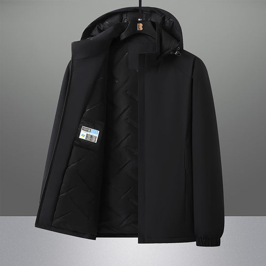 Herren wasserabweisender Urban-Softshell-Kapuzenblouson mit leicht wattierter Steppinnenlage, verdecktem Reißverschluss und elastischen Bündchen EB