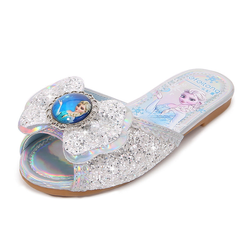 Mädchen Glitternde Hausschuhe mit Blumenapplikation EB