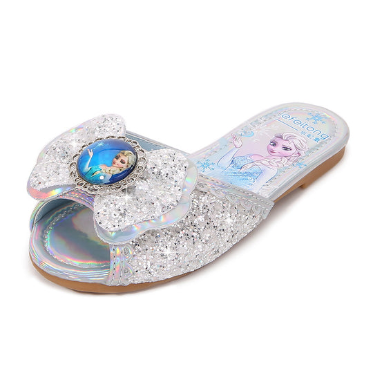 Mädchen Glitternde Hausschuhe mit Blumenapplikation EB