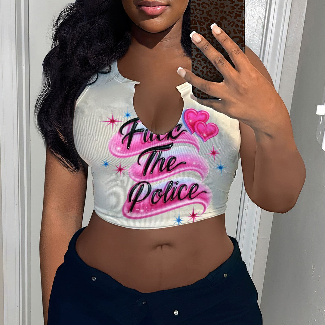 Damen Crop-Top mit auffälligem Schriftzug und lockerer Passform EB