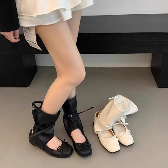 Damen modische kniehohe Stiefel mit flexiblem Schnürdesign und zeitgemäßen Akzenten EB