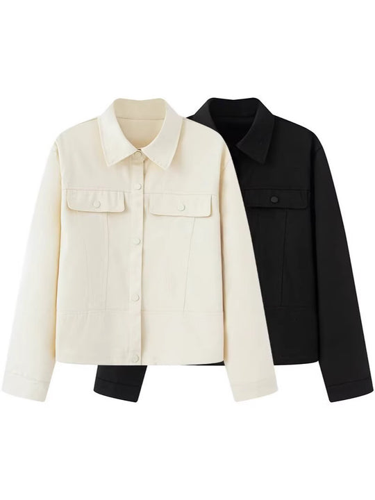 Damen modische Utility-Jacke mit großen Taschen und trendigem Schnitt EB