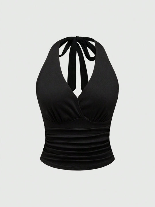 Damen Cut-Out Top mit Leo-Muster EB
