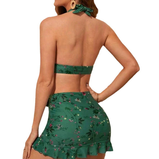 Damen Floral Print Bikini-Set mit Wickelröckchen EB