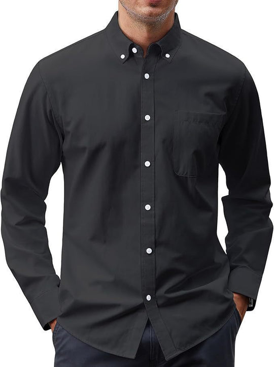 Herren nan Slim-Fit Oxford-Hemd mit Button-Down-Kragen, Brusttasche und elastischer Baumwollmischung EB