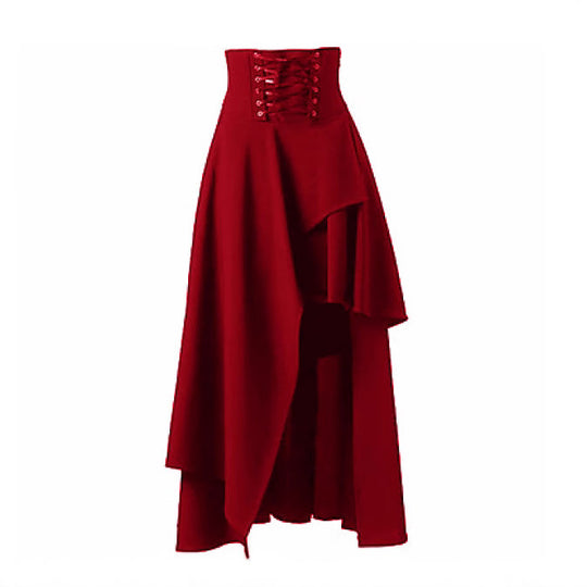 Damen Eleganter asymmetrischer Rock mit Schnürung EB