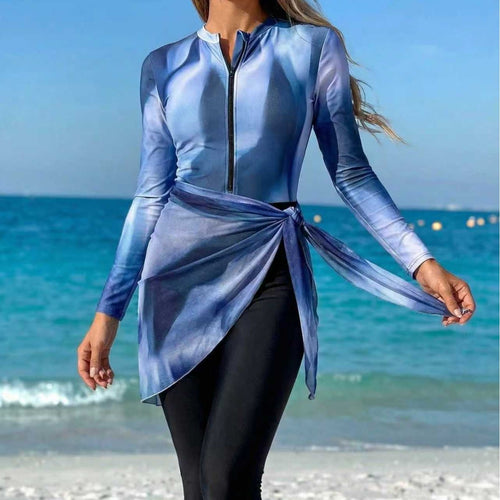 Damen modischer Rashguard mit asymmetrischem Wickeldesign EB