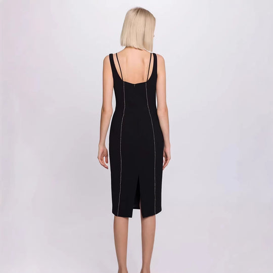 Damen figurbetontes Kleid mit floralem Spitzenbesatz und elegantem Schnürdetail EB