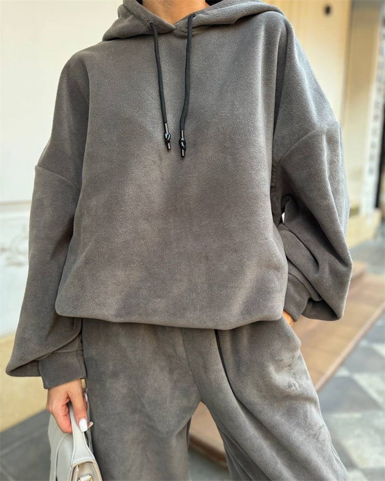 EB | Crew Polar Fleece Kapuzenpullover und Jogginghose Zweiteiliges Satz