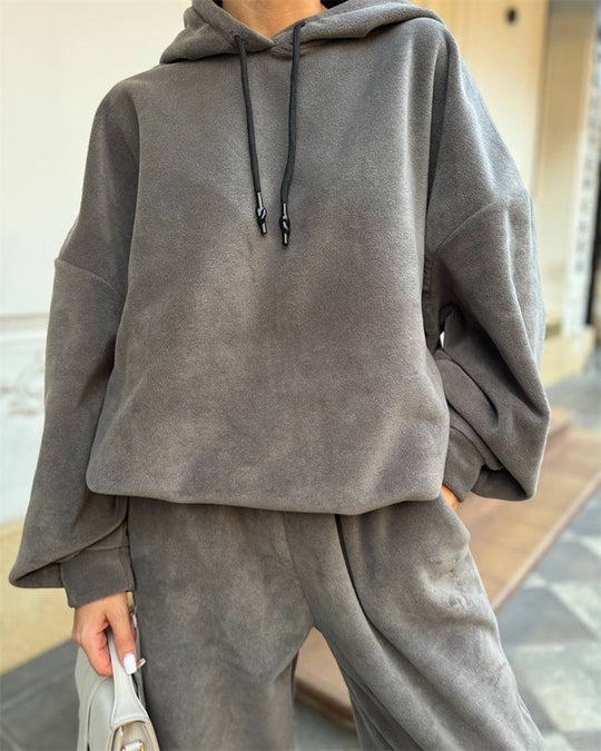 EB | Crew Polar Fleece Kapuzenpullover und Jogginghose Zweiteiliges Satz