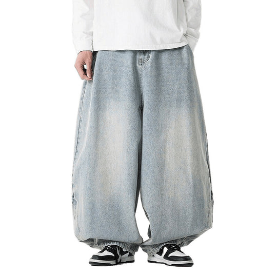 Herren nan extremweit geschnittene Baggy-Jeans mit tiefem Schritt und ballonförmigem Saum EB