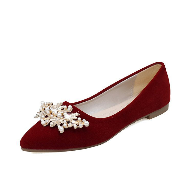 Damen elegante Ballerinas mit glamourösem Schleifen- und Strassakzent EB
