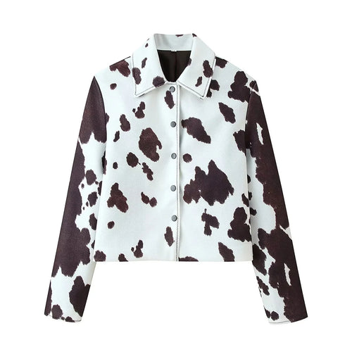 Damen cropped Kunstlederjacke im tierischen Muster EB