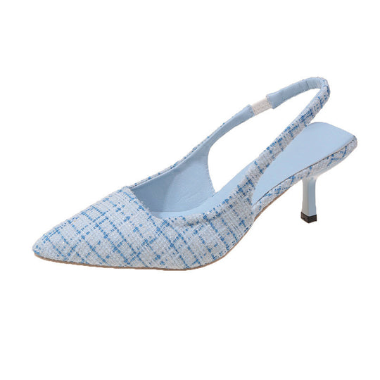 Damen stilvolle Slingback-Pumps aus strukturiertem Stoff mit eleganter Fersengestaltung EB