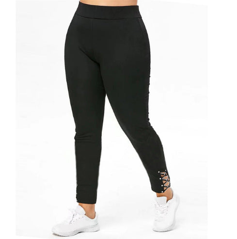 Damen Sportliche Leggings mit Schnürdetails EB
