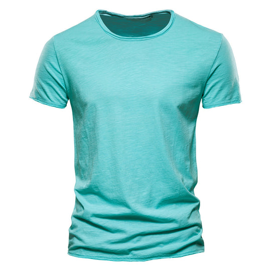 Herren nan leichtes Baumwolljersey Kurzarmshirt mit V-Ausschnitt und schmaler Passform EB