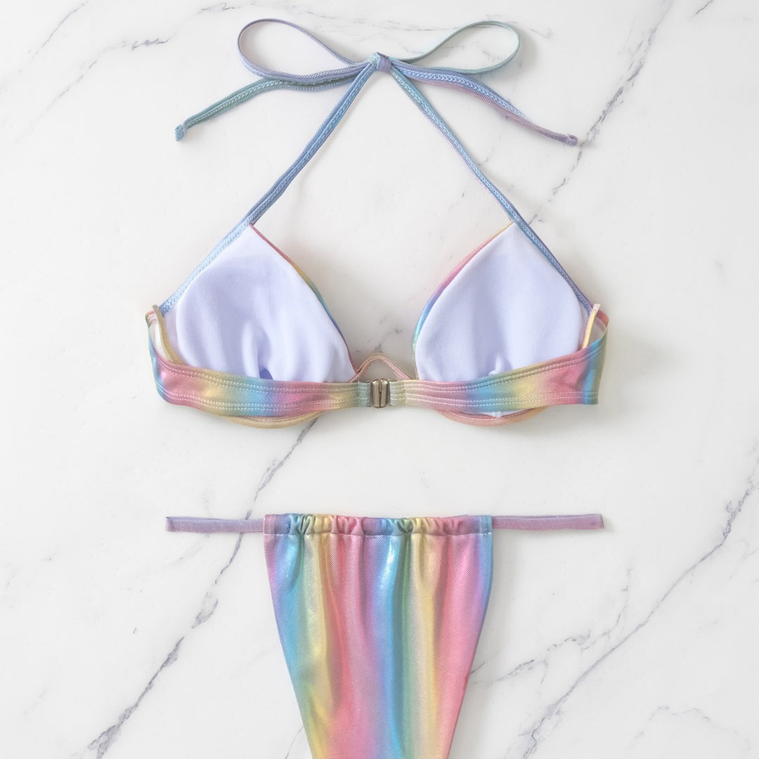 Damen Holographischer Triangel-Bikini EB