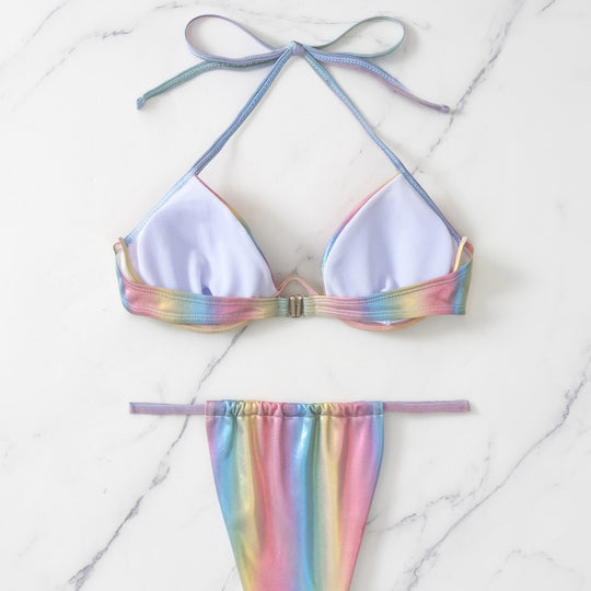 Damen Holographischer Triangel-Bikini EB
