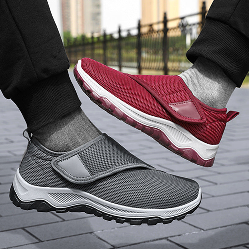 Herren nan atmungsaktiver Slip-On Mesh-Sneaker mit Klettverschluss, gepolsterter Komfortsohle und rutschfester Profilsohle EB