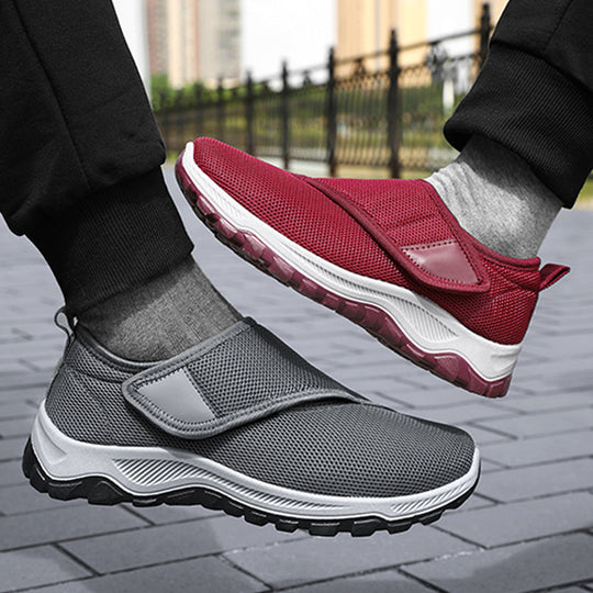 Herren nan atmungsaktiver Slip-On Mesh-Sneaker mit Klettverschluss, gepolsterter Komfortsohle und rutschfester Profilsohle EB