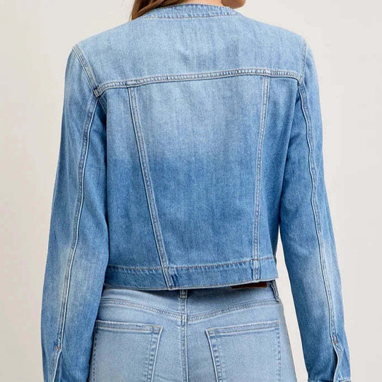 Damen Denim-Jeansjacke mit lässiger Passform und modernen Details EB