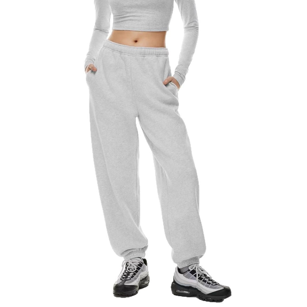 Damen nan gebürstete Relax-Jogginghose mit extra weitem Bein und elastischem Rippabschluss EB