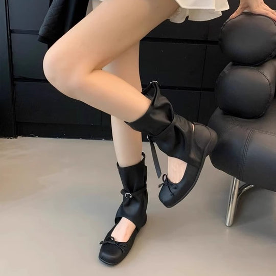 Damen modische kniehohe Stiefel mit flexiblem Schnürdesign und zeitgemäßen Akzenten EB