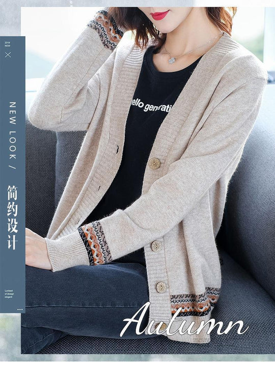 Damen Strickjacke mit kunstvollen Stickdetails und Knopfverschluss EB