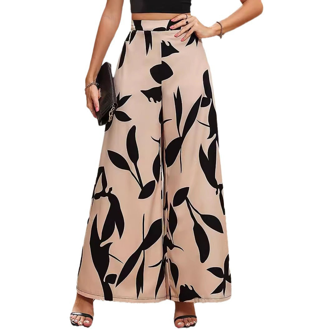 Damen Hochtaillierte Sommerhose mit floralem Druck EB