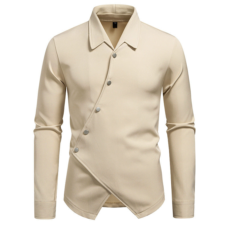 Herren modisches Hemd mit asymmetrischem Knopfdesign und eleganter Passform EB