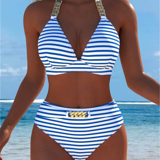 Damen Bikini mit luxuriösem Marmormuster und edlen Details EB