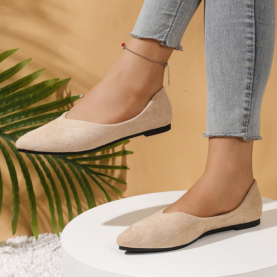 Damen  spitze Ballerina-Slipper aus Veloursoptik mit gepolsterter Komfortinnensohle EB